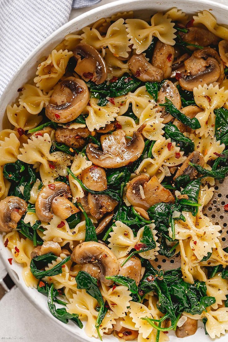 Parmesan Spinach Mushroom Pasta Skillet -   19 dinner recipes easy quick ideas