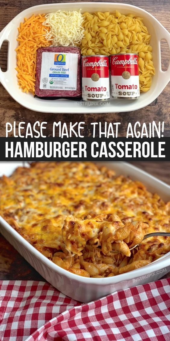 Easy Hamburger Casserole Recipe (4 Ingredients) -   19 dinner recipes easy quick ideas