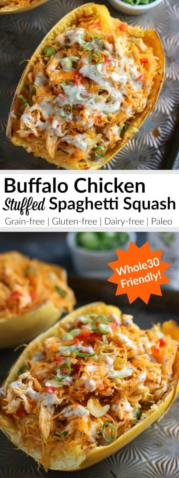 Buffalo Chicken Stuffed Spaghetti Squash -   19 dinner recipes for family vegetarian ideas