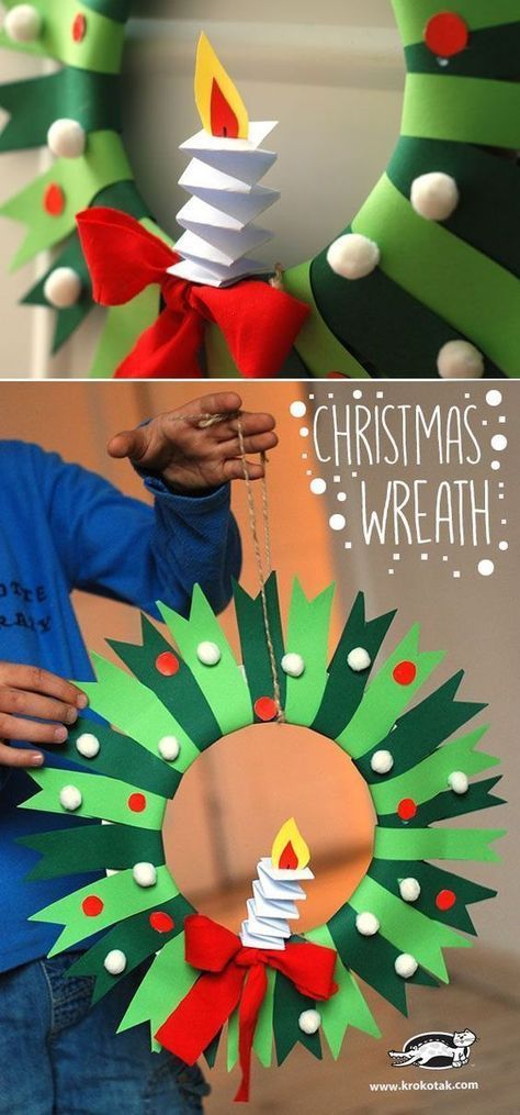Christmas Wreath -   19 diy christmas decorations for kids paper ideas