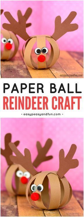 Paper Ball Reindeer Craft - Easy Peasy and Fun -   19 diy christmas decorations for kids paper ideas