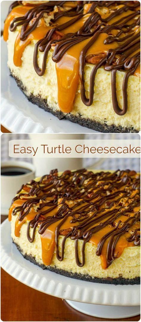 Turtle Cheesecake- pure decadence in a very easy to make recipe! -   19 thanksgiving desserts easy chocolate ideas
