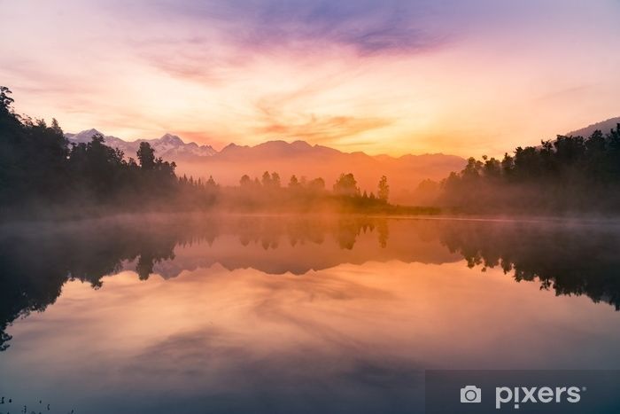 Beauty early morning mirror Meathson water lake, New Zealand natural landscape background Wall Mural • Pixers - We live to change -   20 beauty Natural landscape ideas