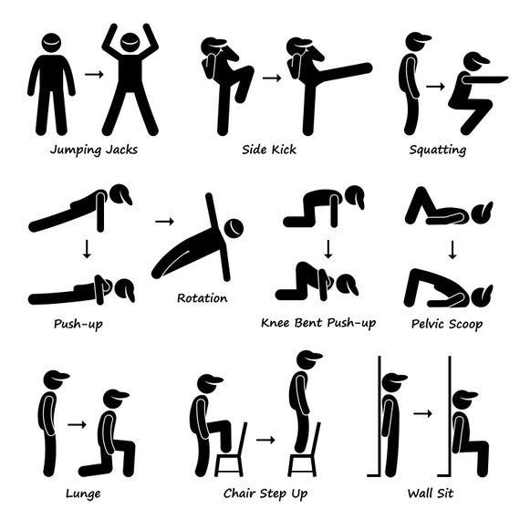 Body Workout Exercise Fitness Strength Training Jumping Jacks Squat Squatting Push-ups Pelvic Scoop -   24 fitness Training squat ideas