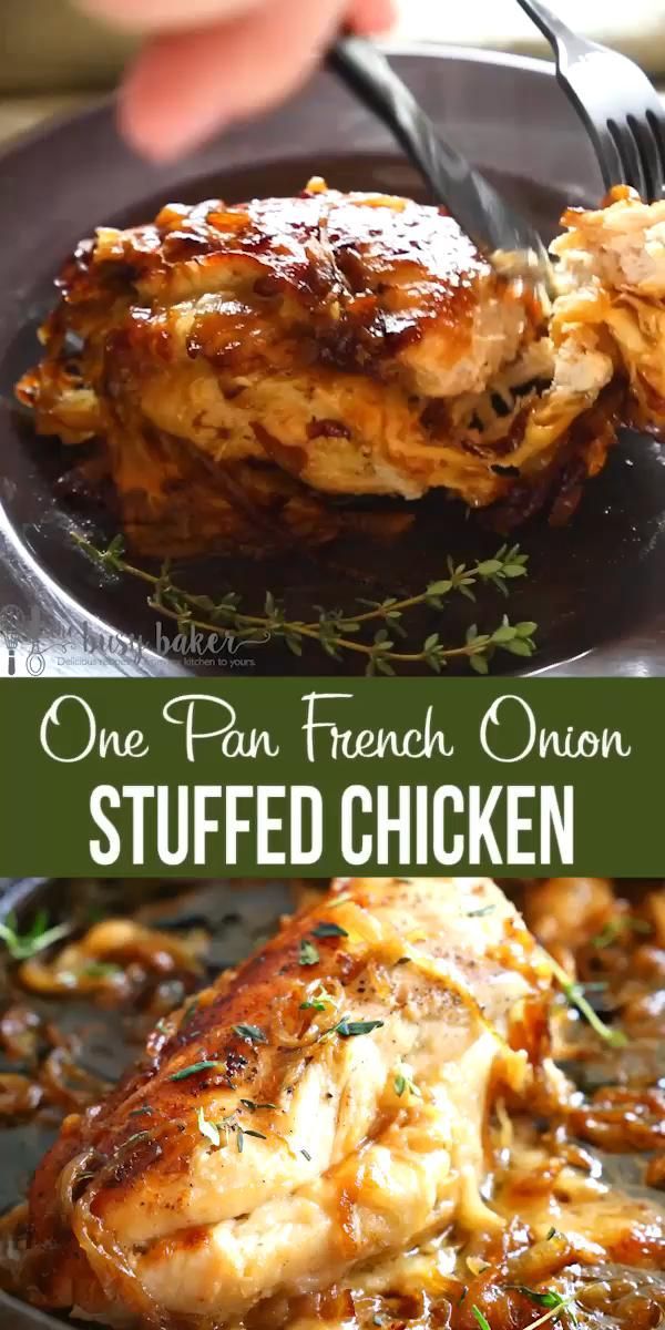 Easy One Pan French Onion Stuffed Chicken -   25 dinner recipes for family main dishes chicken breasts ideas
