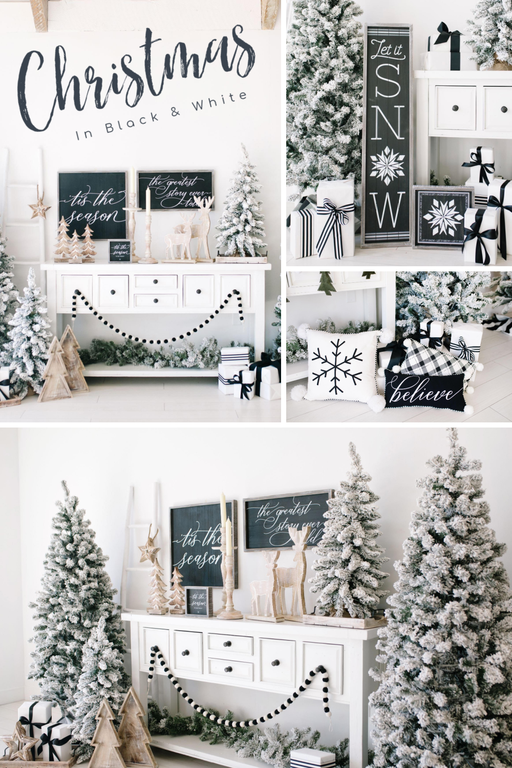 Transitional Black & White Home Decor For Christmas and Winter -   14 diy christmas decorations for home ideas