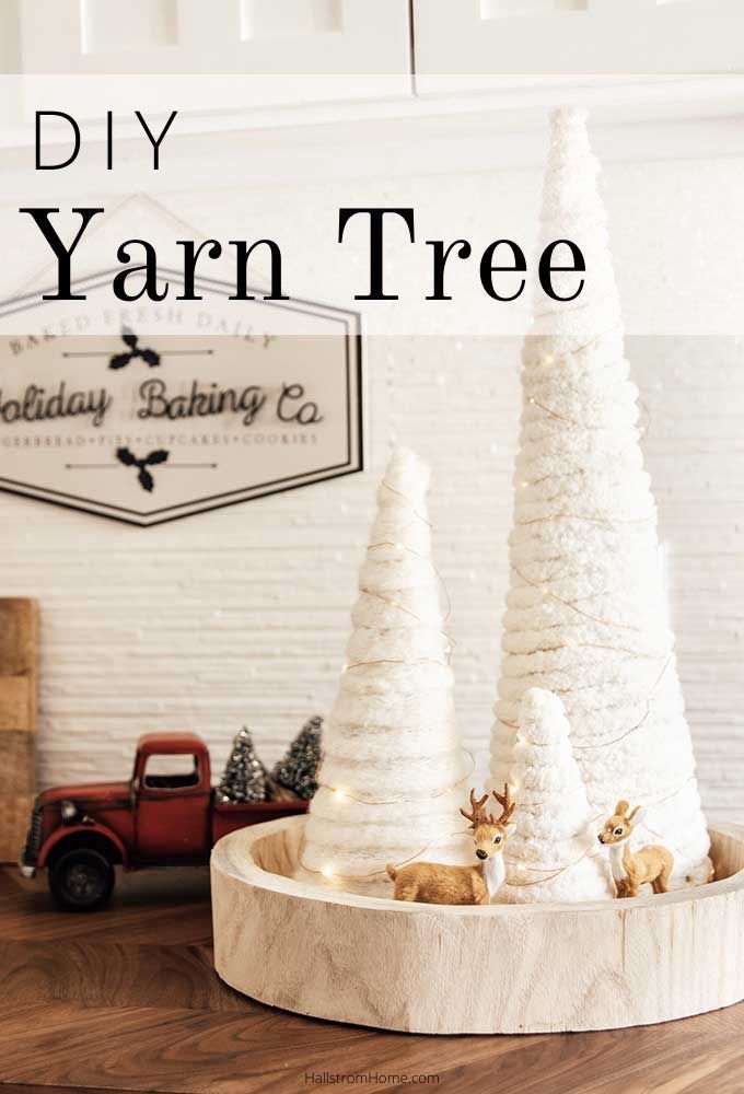 Yarn Tree DIY with Twinkle Lights -   14 diy christmas decorations for home ideas