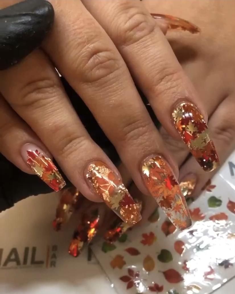Autumn Style Nailsрџ¤Ћ -   14 thanksgiving nails acrylic coffin simple ideas
