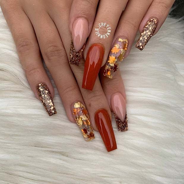 41 Cute Thanksgiving Nail Ideas for 2019 | Page 4 of 4 | StayGlam -   14 thanksgiving nails acrylic coffin simple ideas