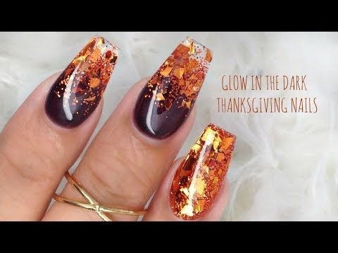 Glow-in-the-Dark Thanksgiving Nails -   14 thanksgiving nails acrylic coffin simple ideas