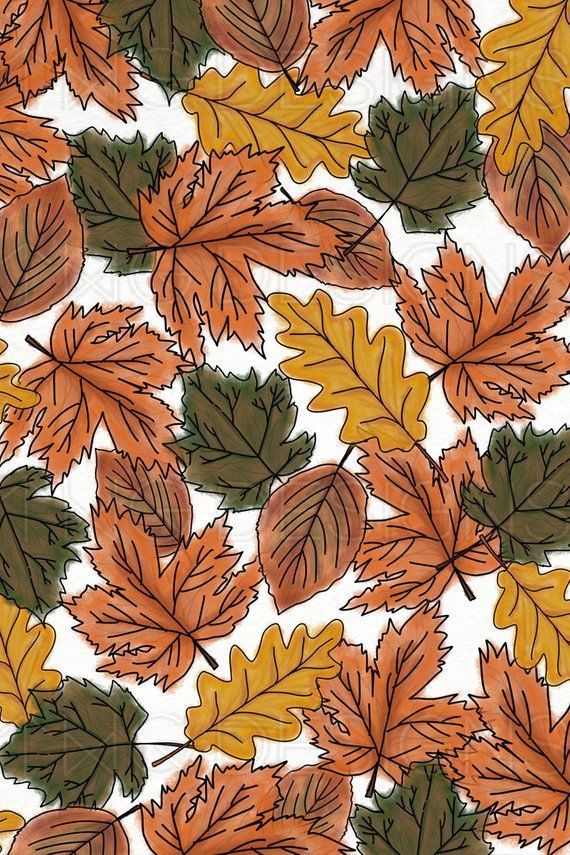 Fall Autumn Leaves Orange Brown Watercolor Digital Scrapbook Paper Pattern Stationary Fox Pumpkin Ar -   15 thanksgiving wallpaper iphone ideas