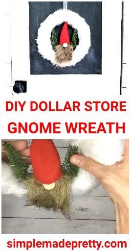 DIY GNOME WREATH - Dollar Store Gnome Wreath, DIY Gnome -   16 diy christmas decorations dollar tree 2020 ideas