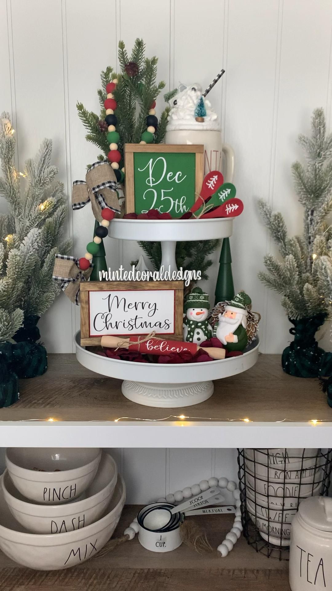 Christmas tiered tray set -   17 diy christmas decorations for home wall ideas