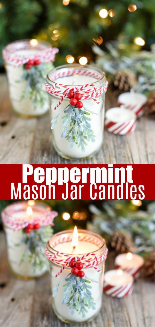 DIY Peppermint Mason Jar Candles -   17 xmas crafts to sell homemade gifts ideas