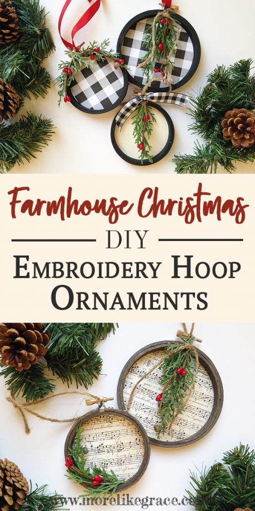 DIY Embroidery Hoop Christmas Ornaments | More Like Grace -   17 xmas crafts to sell homemade gifts ideas