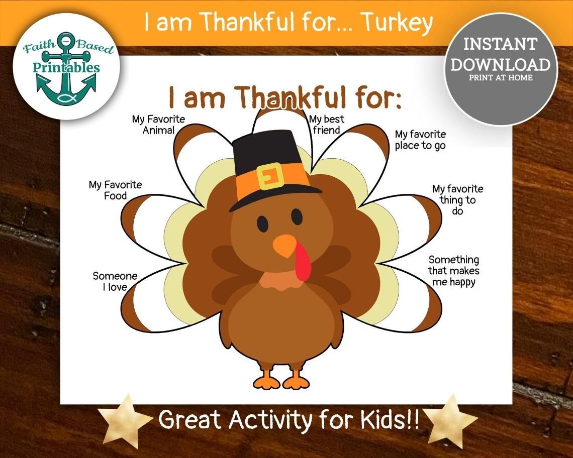 DIY Thankful Turkey for Kids, Printable Thankful Turkey Craft, Thankful Prompts for Kids -   18 diy thanksgiving crafts for toddlers ideas