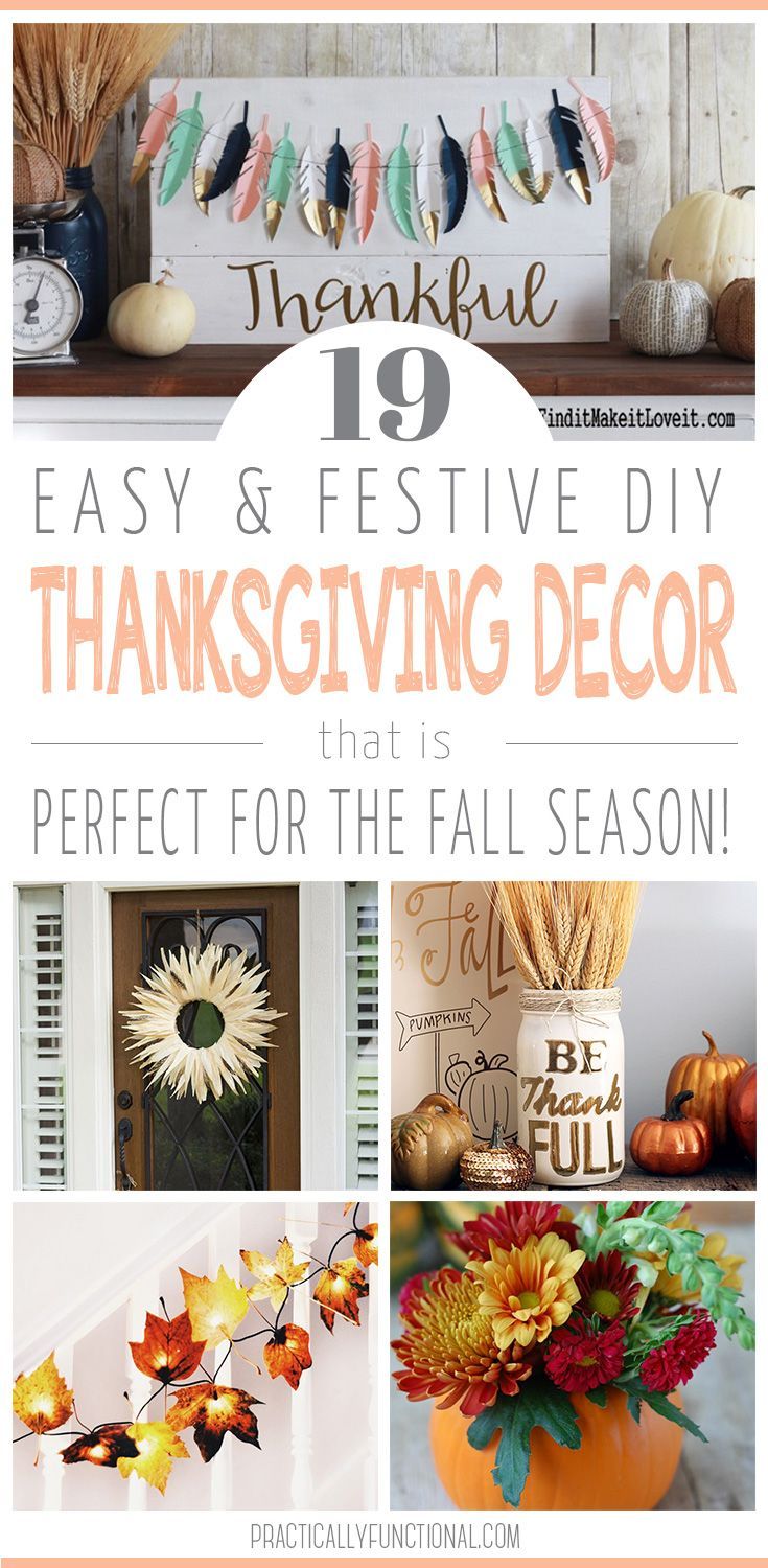 19 Simple DIY Thanksgiving Decorations – Practically Functional -   18 diy thanksgiving table decor simple ideas