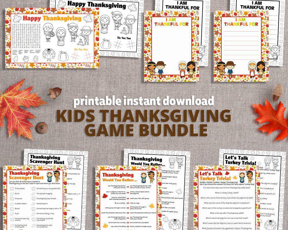 Kids Thanksgiving Games Printable Bundle | 5 Thanksgiving Party Printable Game | Thanksgiving Day Fun Last Minute Activity INSTANT DOWNLOAD -   18 thanksgiving desserts kids families ideas