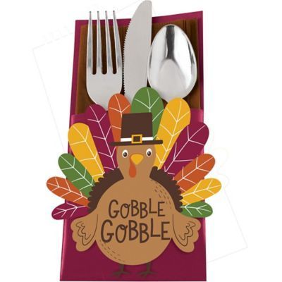 Gobble Thanksgiving Cutlery Holders 12ct -   18 thanksgiving desserts kids families ideas