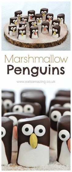 Marshmallow Penguins - Fun Food Tutorial -   18 xmas food for kids ideas