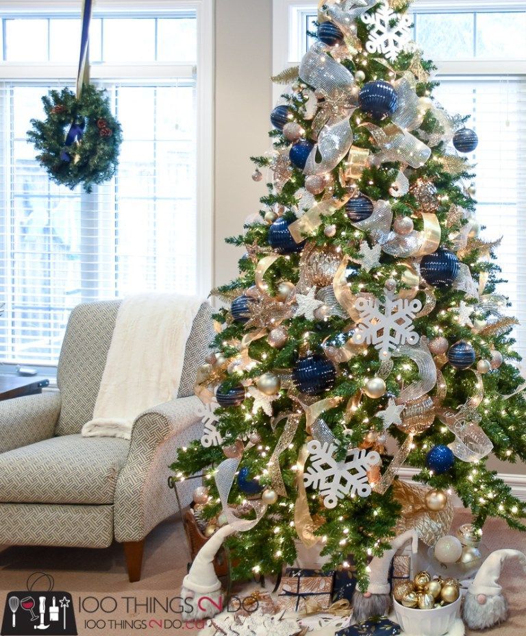 Christmas Tree 2017 - Navy, gold and white | 100 Things 2 Do -   19 christmas tree 2020 blue and gold ideas