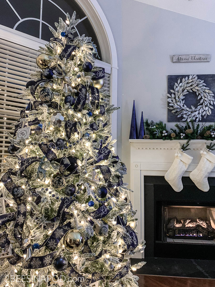 Blue and Silver Christmas Tree for the Living Room - 2 Bees in a Pod -   19 christmas tree 2020 blue and gold ideas