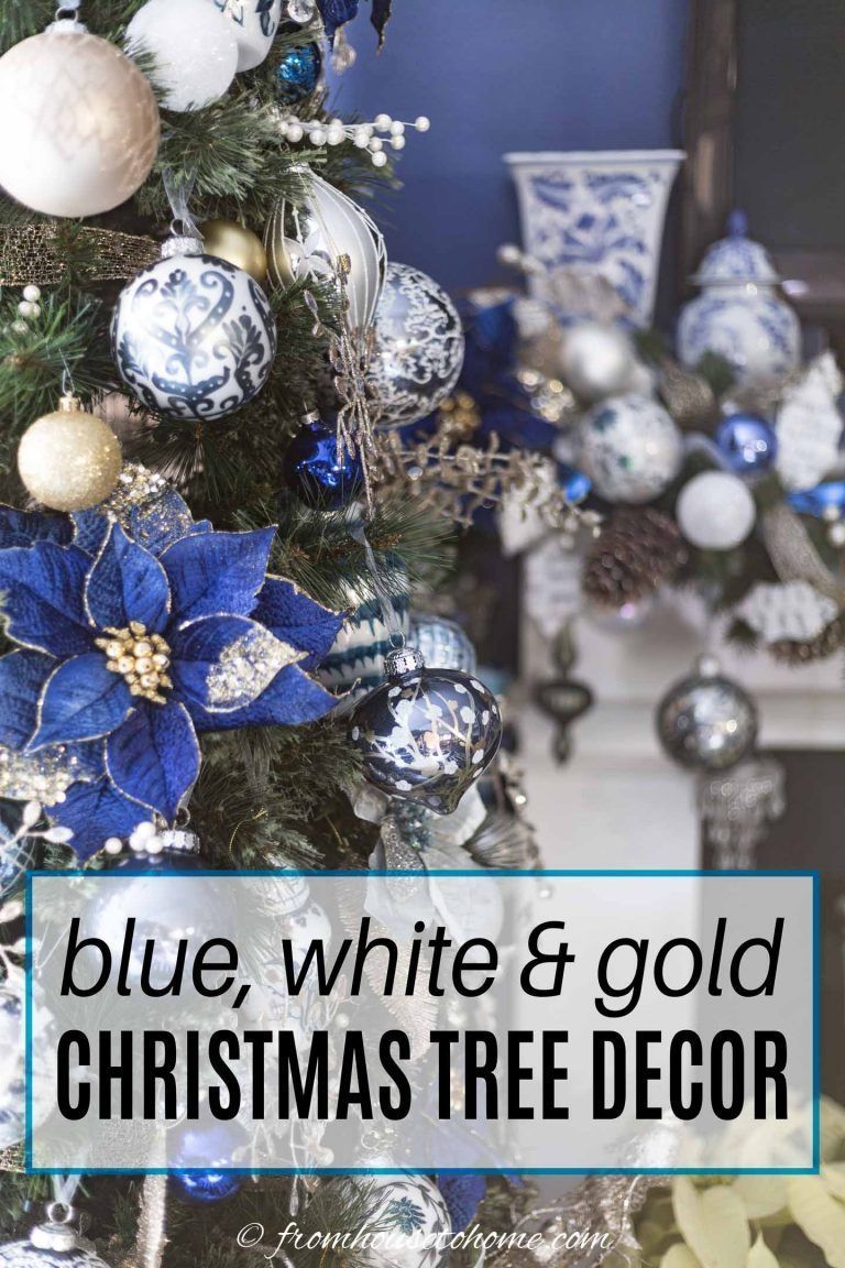 Blue, White And Gold Christmas Tree Decor (plus 40 Bloggers' Christmas Trees) -   19 christmas tree 2020 blue and gold ideas