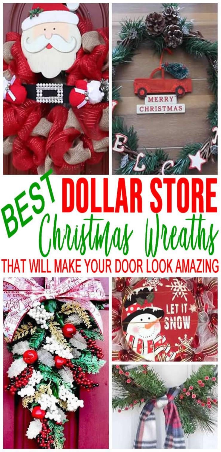 BEST Dollar Store Christmas Wreath! DIY Holiday Wreath Ideas - Learn How To Make Wreaths To Make Your Front Door Look Amazing - Dollar Store Hacks - Homemade Christmas Decor -   19 diy christmas decorations dollar store easy ideas