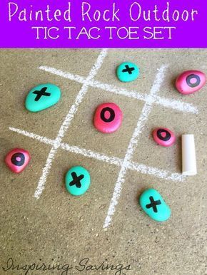 DIY Painted Rock Tic Tac Toe Set - Fun Outside Kids Activity -   19 diy projects for kids outdoor ideas