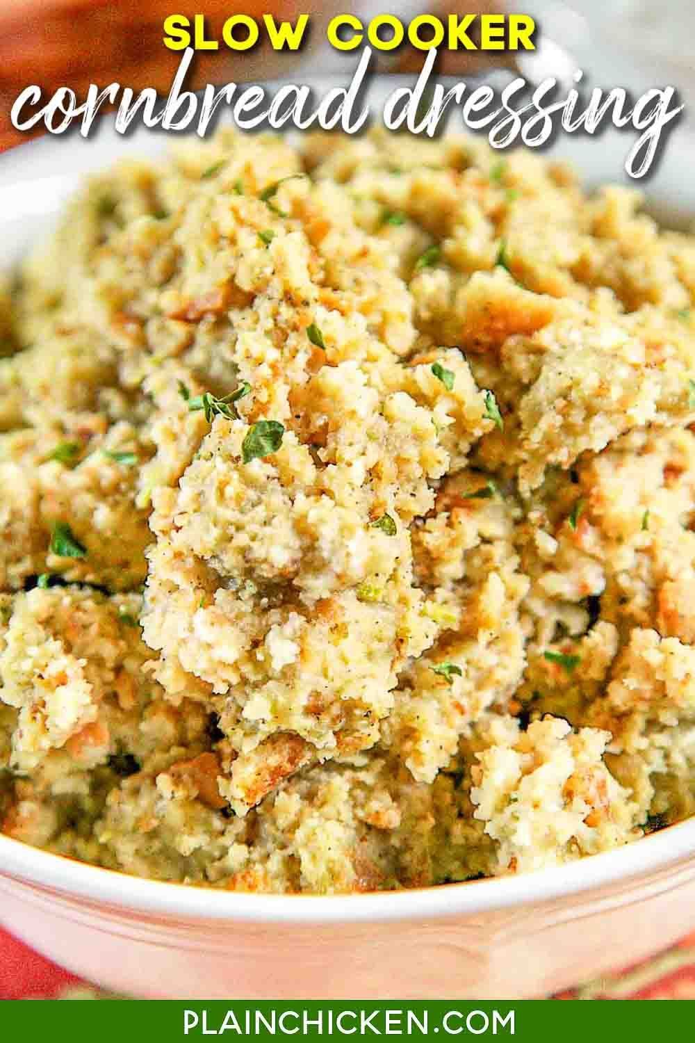 Slow Cooker Cornbread Dressing - Plain Chicken -   19 southern thanksgiving recipes side dishes cornbread dressing ideas