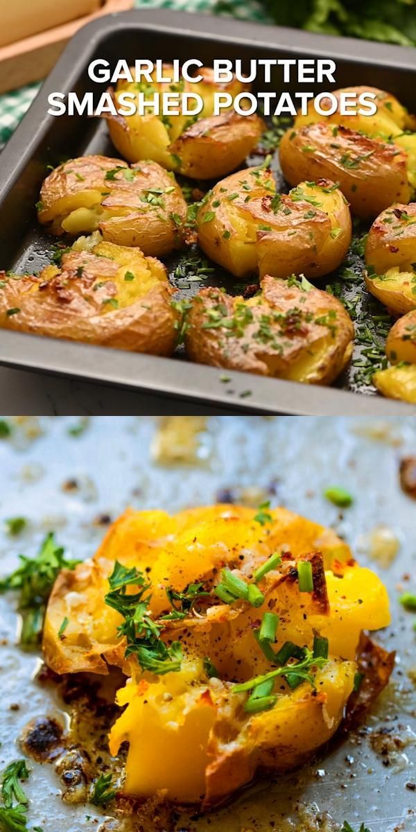 Garlic Butter Smashed Potatoes -   19 thanksgiving recipes side dishes healthy ideas