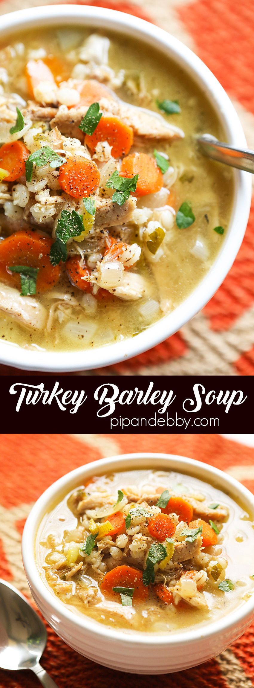 Turkey Barley Soup - Hearty and Healthy!- pipandebby.com -   19 turkey soup crockpot healthy ideas