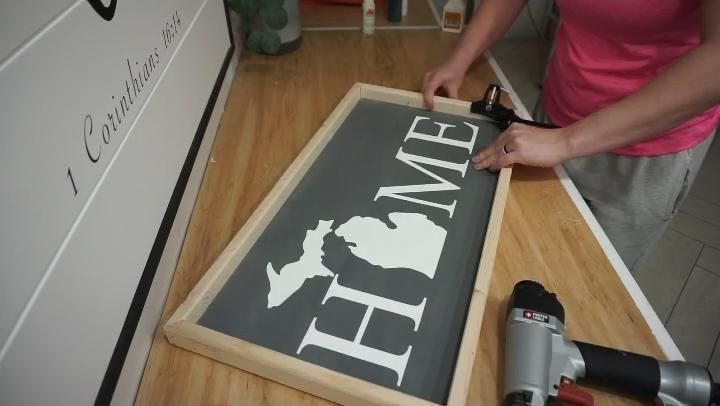Framed Home State Wood Sign -   20 diy projects to sell ideas